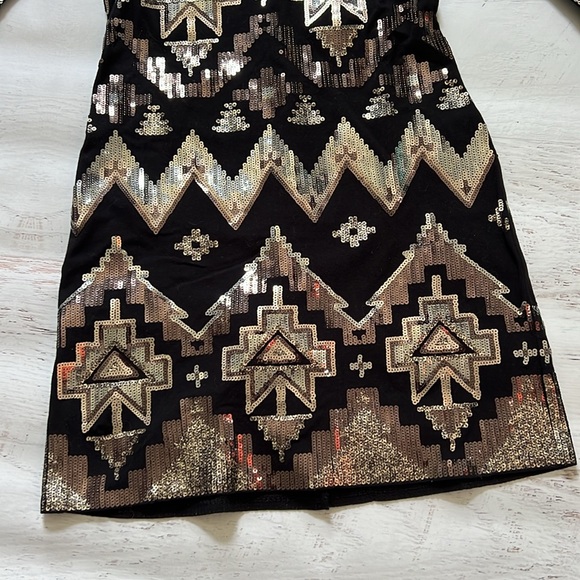 Express Aztec Sequin Long Sleeve Bodycon Dress XS - Picture 5 of 5